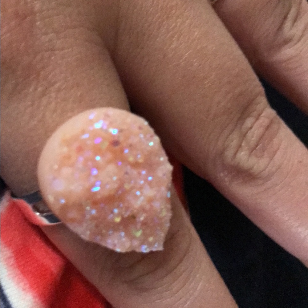 Pink Adjustable Druzzy Ring